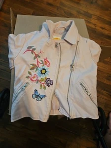 Sz 4T C&C California Floral Pink Faux Leather Zip Up Motorcycle Style Jacket - Picture 1 of 14