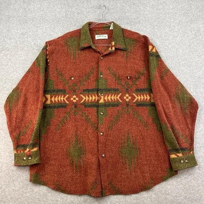 Vintage Orvis Mens XL Work Shirt Cotton Shacket Jacket Southwest Aztec Oversized - Image 1 of 4