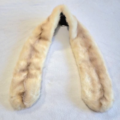 Vintage Light Beige Genuine Mink Fur Scarf Collar Neck Wrap 1960's - Image 1 of 4
