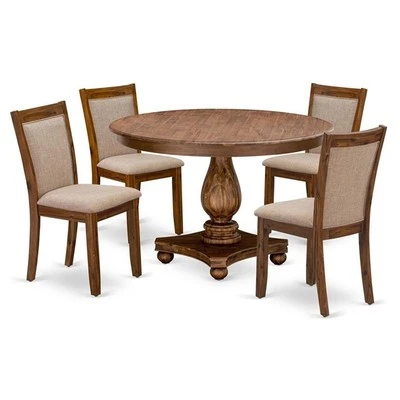 East West Furniture Ferris 5-Piece Wooden Dining Set in Light Tan/Antique Walnut - Image 1 of 4