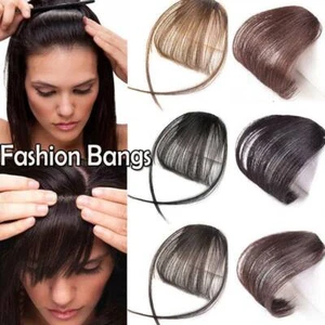 AAAA+ 100% Clip In Human Hair Air / Neat Bangs Front Fringe Hair Extensions SOFT - Picture 1 of 39
