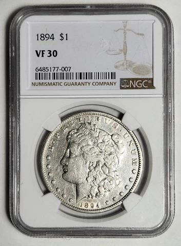 1894 P Morgan Silver Dollar NGC VF-30 Cover
