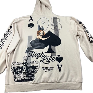 Fresh Laundry Hoodie Men 2XL Beige High Life Anime Bunny Ace Spade Club Pullover - Picture 1 of 12