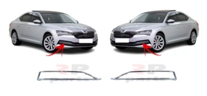 PARA SKODA SUPERB 2020-2024 NUEVO PARACHOQUES DELANTERO PARRILLA LATERAL JUEGO DE PAR MOLDURAS CROMADAS - Imagen 1 de 8