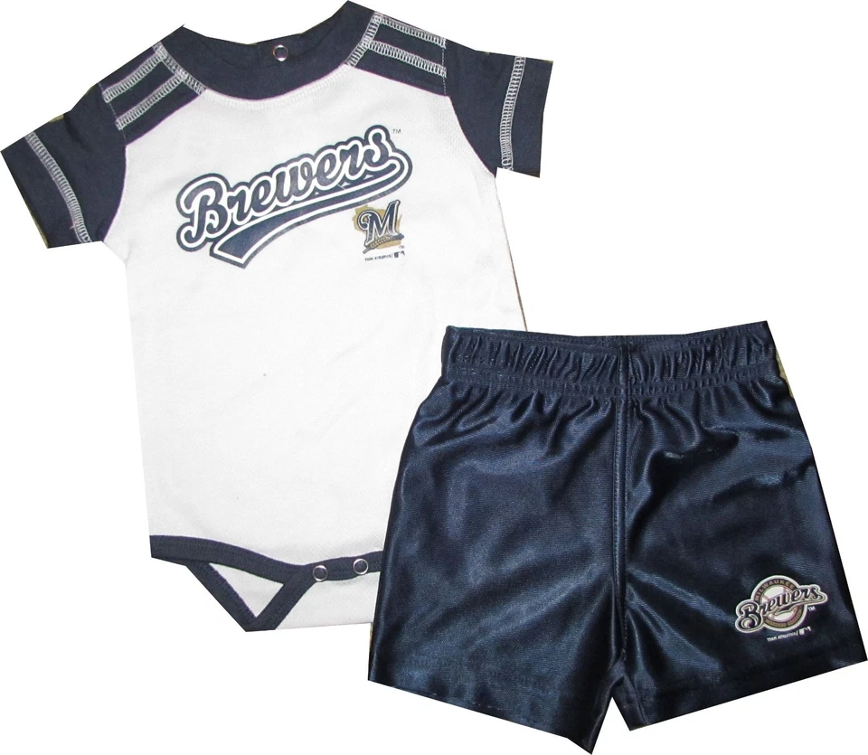 Milwaukee Brewers 2pc Creeper and Shorts Set Infant Baby Bodysuit  - Image 1 of 1