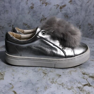 Sam Edelman Womens Sz 7M Shoes Gray White Metallic Fur Comfort Fashion Sneakers - Image 1 of 4