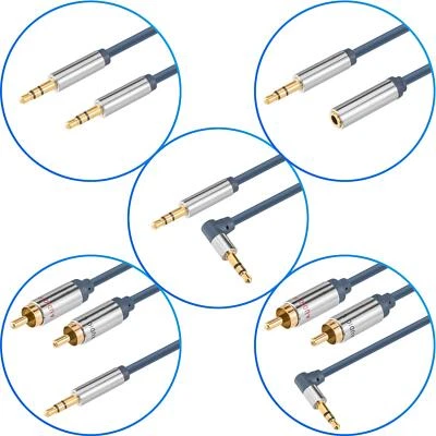 HB-DIGITAL AUX Kabel Verlängerung 3,5mm Klinken Stecker Buchse Winkel RCA Stereo Handy PC