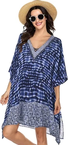 Women'S Swimsuit Cover up Beach Kaftan for Bathing Suit with Floral Pattern - Picture 1 of 12