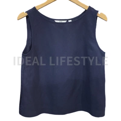 Blusa sin mangas UNIQLO mezcla de lino S-3XL longitud corta mujer 475676 nueva con etiquetas Foto 1 de 4