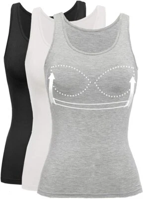 Women Built in Padded Bra Tank Top Vest Seamless Camisole Sleeveless Undershirt - image 1 of 4