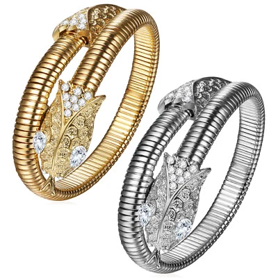 Brazalete Brazalete Corona Circonita cúbica Punk Serpiente Remolino Brazalete Brazo Serpiente Dorado Foto 1 de 4