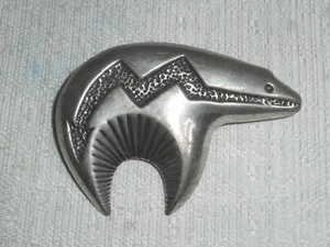 Navajo 1989 Silber Zinn Bär Bolokrawatte Südwesten Accessoire geformter Pfeil Akzent - Bild 1 von 12