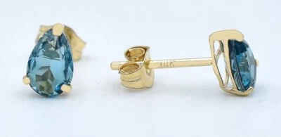 PENDIENTES CIRCONITAS AZULES ORIGINALES 1,30 Cts ORO 14k - Valoración Certificado Gratuito Foto 1 de 4