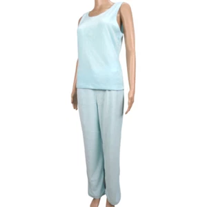 Jones New York Top Pant Set Terry Cloth in Turquoise Lightweight Vacation NWT - Picture 1 of 10