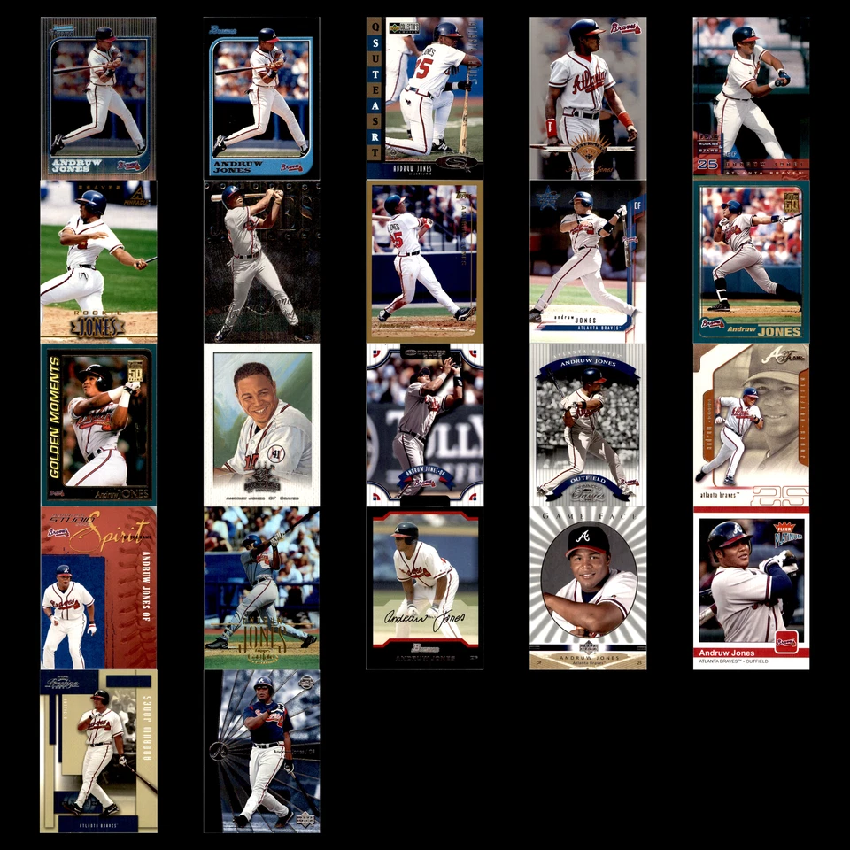 Andruw Jones Lot 22 Diff Baseball Cards 1997-2004 Atlanta Braves Set MLB NM — 第 1/4 张图片
