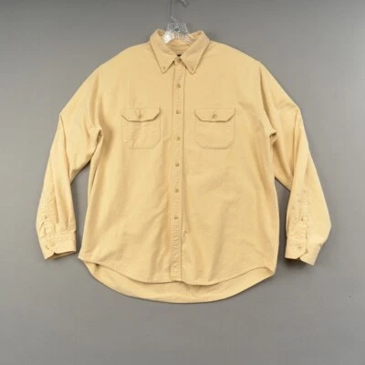 Lands’ End Chamois Shirt XL 17/17.5 Yellow Cotton Flannel Vintage 90s - Image 1 of 4