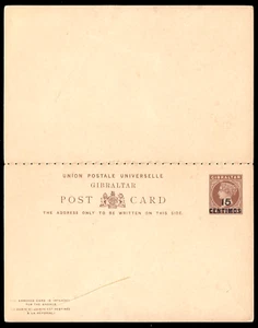 Gibraltar P 14,15 Centimos auf 1½ P.Viktoria Ganzsachen-Antwortkarte ungebraucht - Picture 1 of 2