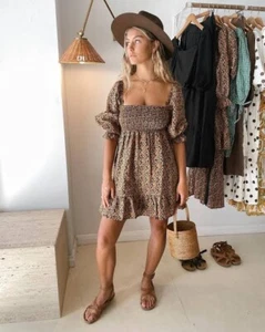 FAITHFULL The Brand Elira Mini Dress NEW Sz 10 M Cardette Floral Print - Picture 1 of 8