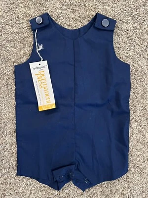Vtg dotty Dan Springmaid Fabric Kodel 22-24 lbs Boys Navy Sleeveless Romper NOS Foto 1 de 4