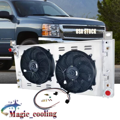 3 Row Radiator+Shroud Electric Fan Fit 2008-2013 Chevy Silverado 1500 GMC Yukon Foto 1 de 4