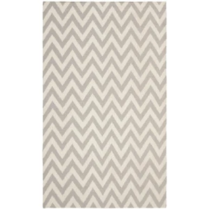 SAFAVIEH Dhurries DHU557C Handwoven Grey / Ivory Rug - Picture 1 of 28