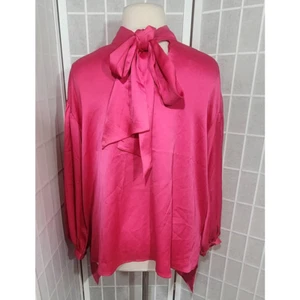Neu mit Etikett Eloquii drapierte Satin-Krawatte vorne Schlüsselloch rosa Bluse Übergröße: 16 - Bild 1 von 2