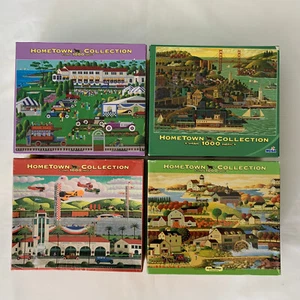 Lot of 4 HOMETOWN COLLECTION 1000 Piece Jigsaw Puzzles Heronim Complete - Picture 1 of 6