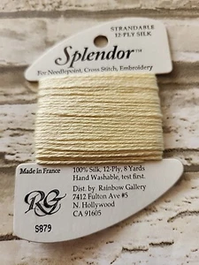 Rainbow Gallery Splendor Pale Yellow 879 100% Silk 8 Yards Needlework - Picture 1 of 3