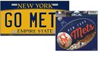 Plaque d'immatriculation GO Mets 6 x 12 pouces et autocollant ovale MLB New York Mets 5,5 pouces X 5,75 pouces