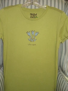  RARA..NUOVA CON ETICHETTE - MAGLIETTA GOOD KARMA 100% COTONE BIOLOGICO.."FIORI DI TULIPANO"...(XS) - Foto 1 di 4