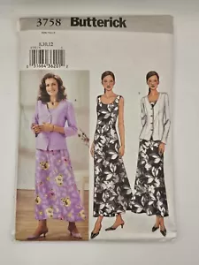 Chaqueta y vestido Butterick Pattern 3758 tallas 8-12 - Imagen 1 de 2