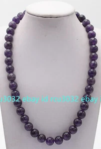 Genuine Natural Purple Amethyst 6/8/10/12mm Round Gems Beads Necklace 16-50" AAA - Picture 1 of 16