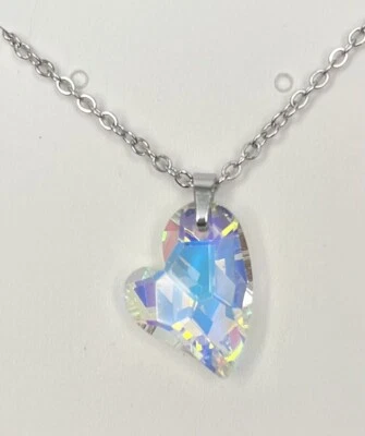 Collar colgante corazón cristal AB joyería para mujer niña regalo de cumpleaños Foto 1 de 4