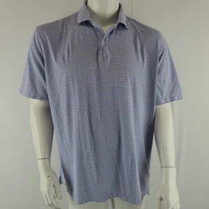 Holderness & Bourne Golf Polo Shirt Mens XL Blue Striped Pima Cotton - Picture 1 of 8