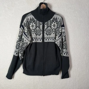 Vintage Mens S Cardigan Sweater Fair Isle Haband Full Zip Mock Neck Size Gray - Picture 1 of 7