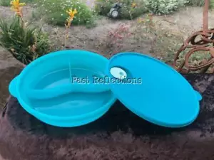 TUPPERWARE GRANDE 2L CRISTAL ONDA DIVIDIDA MICROONDAS CUENCO AZUL AGUA - Imagen 1 de 3