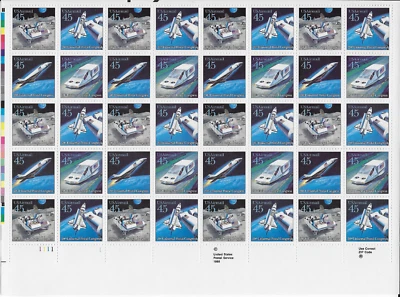 US Scott C 122-125 Air Mail 45C, 1989,  Future Mail Transport, MNH, OG, 40 - Image 1 of 2