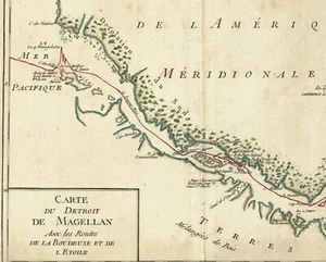 1765 1770 Map Carte géographique Atlas Philippe de Prétot détroit Magellan - Picture 1 of 3