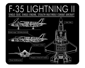 Tappetino per mouse schema F-35A Lightning II bianco spessore 1/8 - Foto 1 di 2