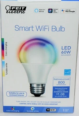 Bombillas inteligentes eléctricas Feit - RGB - 60W de repuesto - Paquete de 1 bombillas Wifi Foto 1 de 4