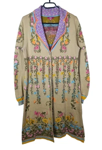 IVKO Vintage Floral Colorful LONG CARDIGAN Size M/38 | 100% Cotton | 4 Buttons - Picture 1 of 9