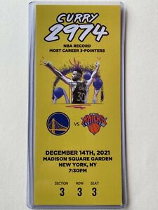 STEPH CURRY Warriors Commemorative Ticket 12/14/2021 NBA RECORD 2974 3-pointers