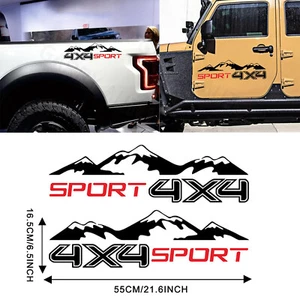 For Ford F-150 2pcs Chrome Red 4x4 Sport Truck Bed Side Decal Vinyl Stickers - Picture 1 of 11