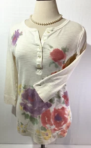 Pantalones de mezclilla para mujer Lauren Ralph Lauren color marfil mangas 3/4 florales - Imagen 1 de 9