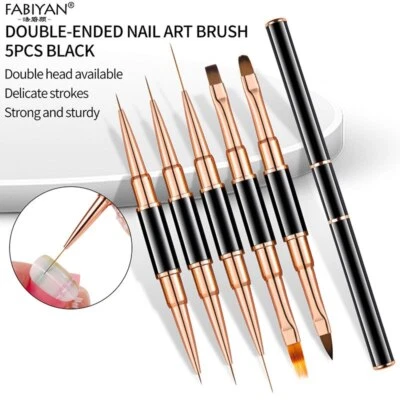 Double ended NailArt Painting 5/7/9/11/15/20mm NailBrush Drawing Flower Striping - Image 1 of 4