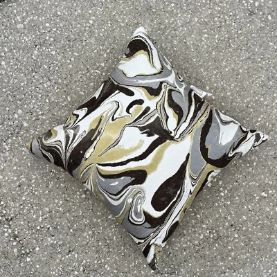 NEW Canaan Feather Throw Pillow Swirl Yellow Gray - Image 1 of 4