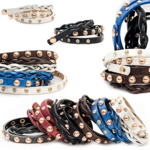 Wickelarmband Armband Damen Strass Nieten Leo Look verstellbar Kunstleder  - Bild 1 von 6
