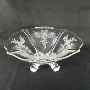 Vintage Clear Depression Glass Blossom Footed Compote or Mayonnaise Bowl - Picture 1 of 8