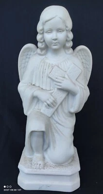 Ancienne Statue religieuse en biscuit/ancienne statue ange prière - Photo 1/4