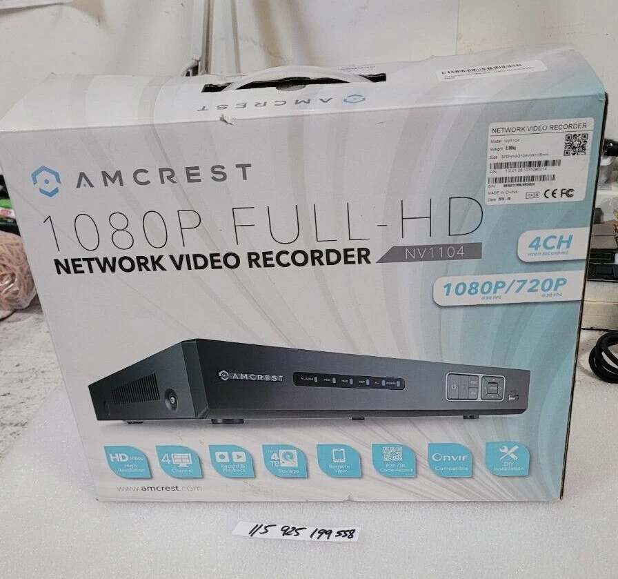 Amcrest NV1104 4-Channel 1080p NVR (No HDD), Supports 4x2.1MP IP Cameras, H.264, - Image 1 of 1